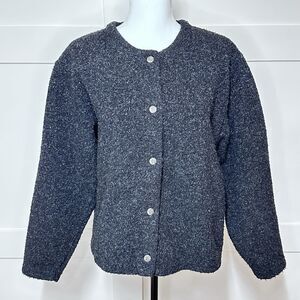Eastern Mountain Sports Dark Gray Cardigan Sweater Metal Flower Buttons Size‎ M
